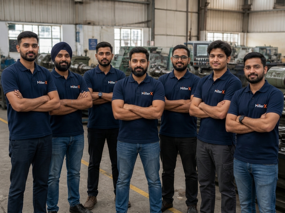 The MillerX engineering team in the workshop